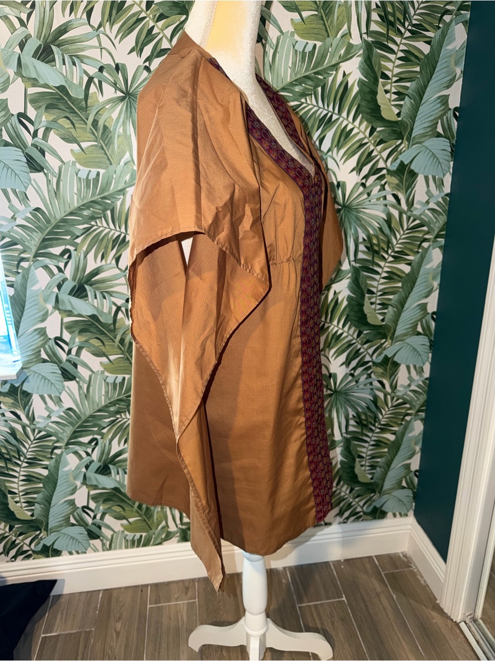 Koch Brown Embroidered V-Neck Resort Caftan Tunic Dress - Picture 5 of 7